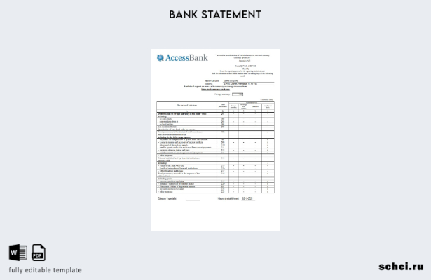 цифровая загрузка шаблон слова выписки банка Access Bank (на английском языке)